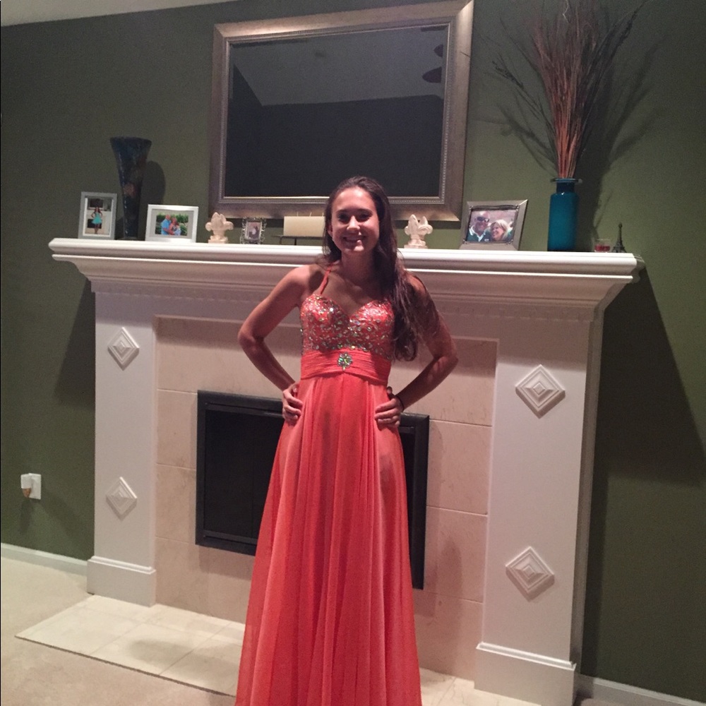 Size 6 Orange Long Dress